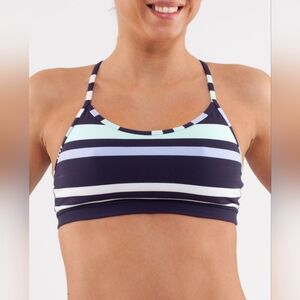Lululemon Flow Y Bra IV Discover Stripe White Deep Indigo Size 4